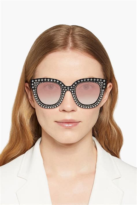 gucci crystal embellished sunglasses|gucci crystal cat eye sunglasses.